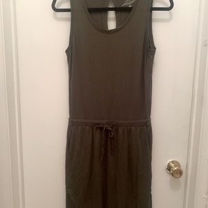 Olive green sleeveless jersey dress